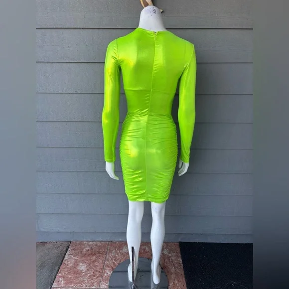 Hera Collection Vibrant Lime Long Sleeve Dress - Picture 2 of 3